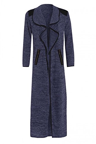 Think-Louder Ladies Long Sleeve Full Length Shoulder Patch Cardigan in a Lot Waterfall Coat2-Purple