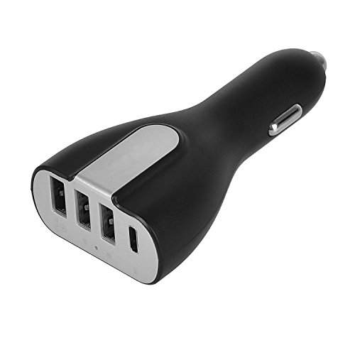 IVSO Quick Charge 3.0 USB C Auto Ladegerät KFZ Ladegerät Adapter 50W 3-Port USB 3.0 und Typ-C Port Anschlüsse für Huawei P9,Huawei P9 Plus,LG G5,Lumia 950/950XL,und andere Typ C unterstützte Geräte, Schwarz