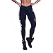 Produktbild Buchstaben Gedruckt Yoga Hose, Kaiki Frauen Sport Gym Yoga Workout Mid Taille Laufen Hosen Fitness Elastische Leggings (M, Black)