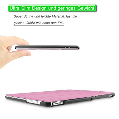 Infiland Huawei MediaPad M2 (10 Zoll) Tablet Hülle Case-Ultra Dünn Tri-Fold Smart-Muschel PU Leder Ultra Schlank Superleicht Ständer Smart Shell Cover Schutzhülle Etui Tasche für Huawei MediaPad M2 WiFi 25,4 cm (10 Zoll) Tablet-PC(mit Auto Schlaf / Wach Funktion)(Rosa) - 3
