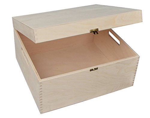 LARGE PLAIN WOOD KEEPSAKE SOUVENIRS WOODEN MEMORY BOX FOR CRAFT P37
