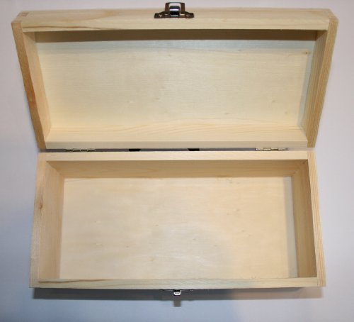 Holzbox – Echt Kiefernholz – rechteckig – mit Deckel – Metall Verschluss – (1x1Stück) (L: innen ca.215/94/85mm) - 5