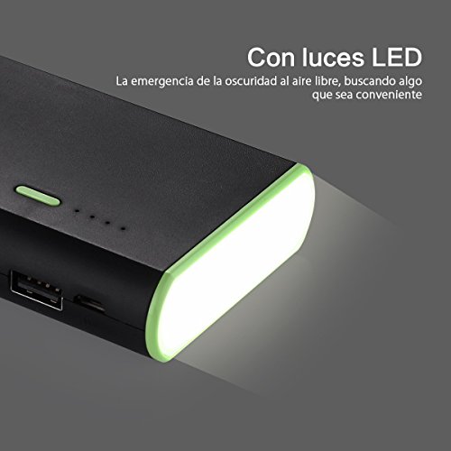 Poweradd Cargador M  vil Port  til Bater  a Externa 10000mAh  3 USB 5V 2A  M  s 2 5A  con la Linterna  Carga r  pida para iPhone 7  iPad  Samsung  M  viles Inteligentes y Tabletas  Negro 