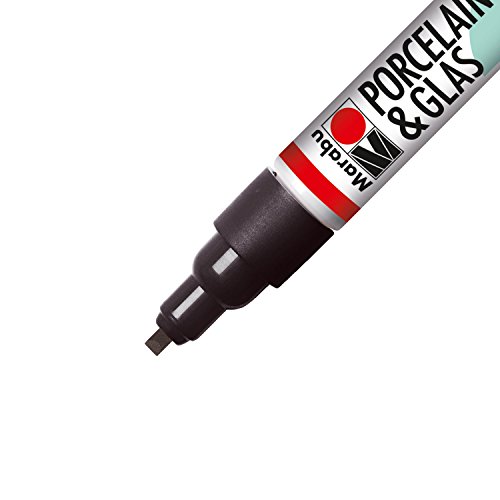 Marabu 12335073 – Porcelain und Glas Painter, Kalligrafiespitze 1 – 2, 5 mm, schwarz - 2