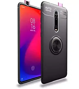 Spazy Case Sleek Rubberized Case with Chrome Plating Ring Stand Back Cover Case Designed for Realme X/Oppo K3 -(Black)