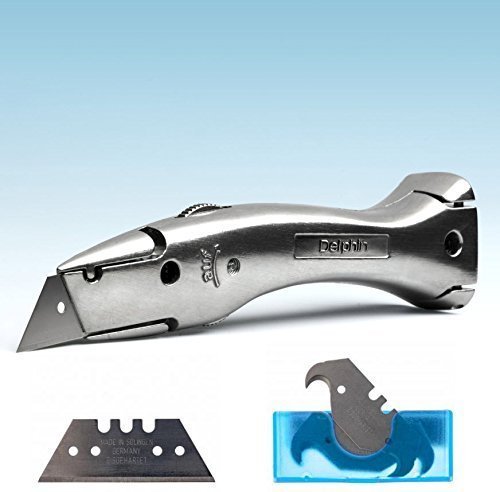 10 Trapezklingen + 10 Hakenklingen + 1 Teppichmesser Delphin + Köcher Neu