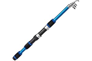 TDCUIZENT Telescopic Fishing Rod Kit Carbon Fiber Portable Travel Rod With Reel Tackle Set for Carp Freshwater Saltwater Lake Stream Fishing 1.8M/5.9FT(Blue)