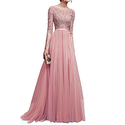 Robe de Demoiselle d'honneur Longue Plissée en Tulle,Overdose Sexy Maxi Dress Dentelle Vintage Soldes pour Mariage