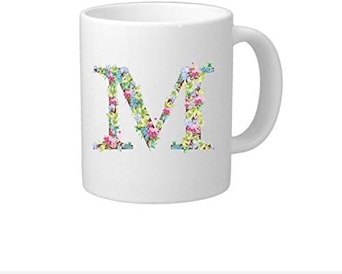 Coffee Mug Personalised Name Initials Flower Design Funny Mug for Work Office Gift Birthday Custom Quote S Floral Letter Print Ceramic Tea Cup 11 Oz Personalised Coffee Mug for Bride