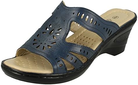Ladies Casual Slip On Mid Wedge Mules
