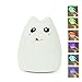 Produktbild VFENG Portable Silicone LED Smile Night Light For Kids [ USB Rechargeable, Warm / White Light, 7-Color Breathing Dual Light ] Cute Children Night Lamp for Girlfriend Adult Baby Bedroom and Nursery (Greedy cat)