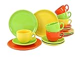 hochwertiges Steingut Creatable 14433, Serie Top Spring, 18 teilig Kaffeeservice, Stein, Mehrfarbig, 39 x 24 x 26 cm, Einheiten