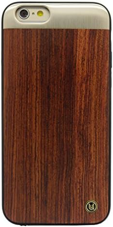Uunique Rose Wood Hard Shell Case with Brushed Metal Plate for iPhone 6/6S - Brown