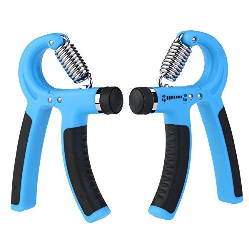 BESTOMZ 2 Stück Handtrainer Fitness Fingerhantel Fingertrainer Handgriff 20-88 Lbs (10-40 kg) Einstellbar Blau - 8
