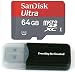 Produktbild SanDisk Ultra 64GB MicroSDXC MCard for Samsung Galaxy Mega 6.3 Smartphone is custom formatted for high speed recording! Includes Standard SD Adapter. (UHS-1 Class 10 Certified 30MB/sec) & Everything But Stromboli MicroSD Memory Card Reader