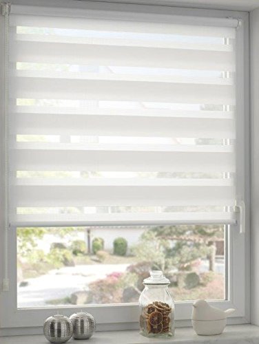 Yoursol Klemmfix/Easyfix Doppelrollo/Duo Rollo ohne Bohren, zur Montage auf dem Fensterrahmen, 80x150cm, weiss - 2