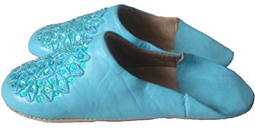 TERRAPIN Fiera Signore Marocchino Babouche Tradizionale Pantofole (Azzurro)