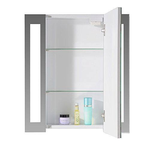 Eurosan 1-türiger Spiegelschrank, Superflach, Integrierte LED-Frontbeleuchtung, Breite 60 cm, Weiß, San Francisco, SF60 - 2