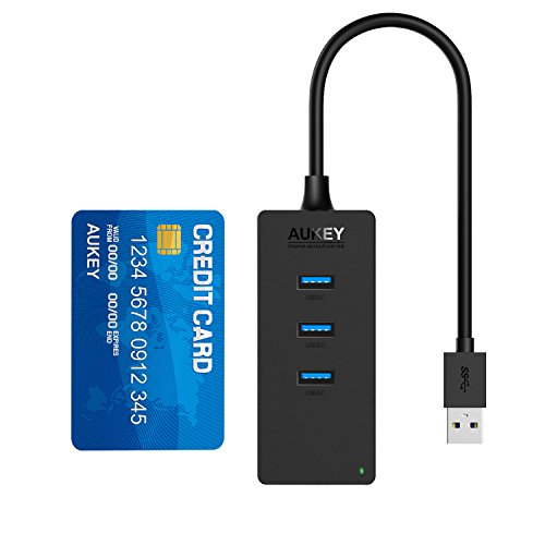 AUKEY USB 3.0 Hub 3 Port mit 1 * Ethernet Anschluss Schwarz kompatibel Windows XP, Windows Vista, Windows 7, Windows 8, Windows 10, Mac OS - 2