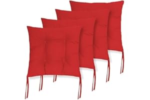 Cisne 2013, S.L. Cojines Acolchados de sillas de terraza, jardín, balcón, Cocina. Tamaño 40 x 40 x 5cm. Cojines Asiento para sillas con Cremallera (Rojo, Pack 4 Cojines)