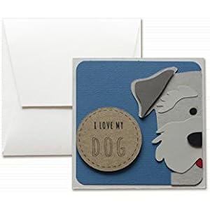 I love my dog - Fox Terrier - bester Freund - Grußkarte mit Umschlag (12 x 12 cm) - handgemachte Karte - freier Raum nach innen