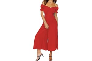 YINGKE Mujer Casual Mono Pantalones Largos Manga Corta Mameluco Elegante Vestido de Ceremonia Cóctel Fiesta Holgados