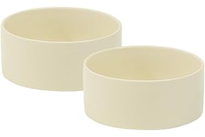 Havniva Ceramic Raised Dog Bowl with Stand for Medium and Large Breed Dog Dish Pet Food and Water Bowl (Bowl - Cream, 15.5cm)