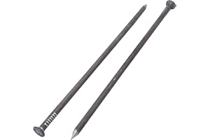 (Förpackning med 12 st) Kolstål 8,0 x 300 mm konstruktionsnaglar, platt runt huvud, vanliga trådspikar, träarbete (12, 8,0 x 300 mm)