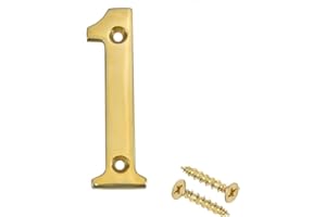 Merriway BH04227 Polished and Lacquered Solid Brass Screw-On House Flat Gate Post Numeral 75 mm (3 Inch) Number 1