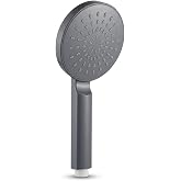Smartizi B&uuml;y&uuml;k Yuvarlak El Duş Başlığı (Mat Gri) - Kire&ccedil; Karşıtı Silikon Nozullu Modern Banyo Başlığı