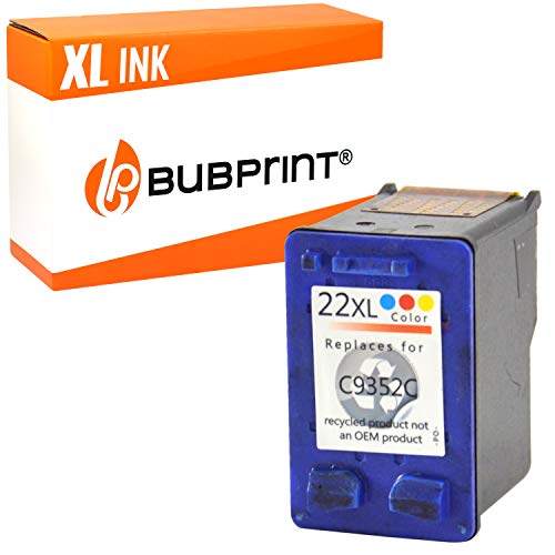 Tinta para impresora Bubprint, compatible con HP 22 XL HP22 XL 22XL para Deskjet F2180 F2224 F2280 F370 F375 F380 F4180 D1360 D2360 D2460 PSC 1410 1415, cartucho de color