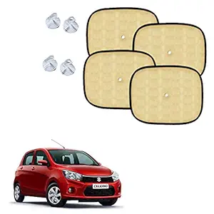 Car Adorable Beige Sun Shades for Side and Rear Window for Maruti Suzuki Celerio (Set of 4)