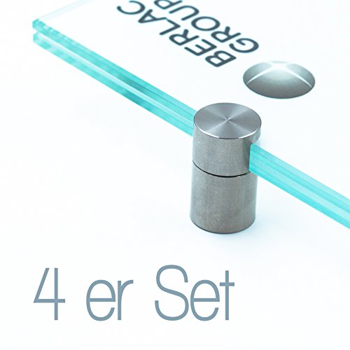 Preisvergleich Produktbild Glasklemme, 4er Set, Klemmbefestigung, Klemmhalter, Schildhalter, Edelstahl (5 mm)