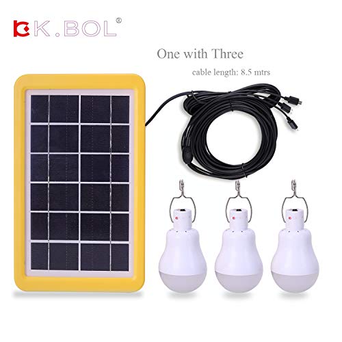 KK. BOL Lámpara Solar Portátil LED Bombilla Panel Solar Alimentado Recargable Solar LED Luces Lámpara Sensor 3GS-1200