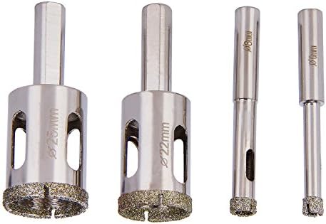 SROL 4pcs Diamond Hole Saw Core Drill Bits Set Hole Extractor Remover Tools for Marble Granite Ceramic Glass Porcelain Tiles