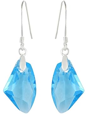 925 Silber Ohrringe mit Aquamarin Swarovski Elements