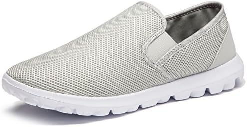 Venustus Men's Breathable Mesh Lightweight Slip On Boat Loafers Outdoor Fashion Casual Walking Shoes Size 9 UK Grey