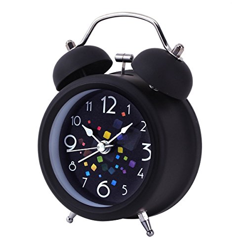 Glockenwecker,Drillpro Doppelglockenwecker mit Nachtlicht,4“ Analog Quarzwecker mit lautem Alarm Geschenk Wecker,geräuschlos,kein Ticken (Batterie nicht erhalten) Rubiks - 2