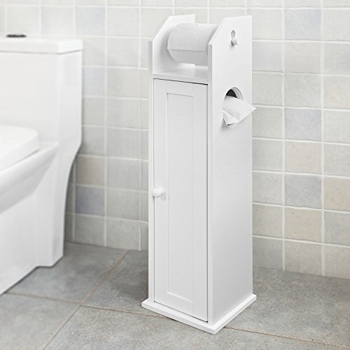 SoBuy® Freistehend weiß Toilettenrollenhalter, Badregal, Standschrank, Seitenschrank, FRG135-W