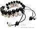 Produktbild 2 pack Schwarz und Weiß Aromatherapie Schmuck Ätherische Öle Diffusor Armbänder Einstellbar Kleine hand Handgelenk Ruhig Weiß Howlith Lava Stein Armband für Frauen und männer mit mini stoffbeutel