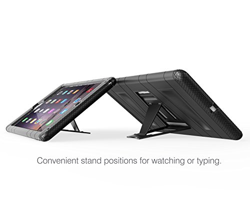 MoKo Hülle für Apple iPad Air 2 – Silikon + Schwarz hartem Polycarbonat Protector mit faltbarer Standplatz-Abdeckungs-Fall Kickstand Tasche Schutzhülle Case für Apple iPad Air 2/iPad 6 9.7 Inch Tablet, Schwarz - 6