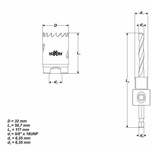 Ø 32 mm HSS BiM Lochsäge Bohrkrone mit Zentrierbohrer für Metall Holz Inox - 4