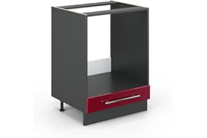 ‎VICCO Vicco Fame-Line Cooker Cabinet, High-Gloss High-Gloss Burgundy/Anthracite, 60 cm, Without Worktop