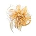 Gold Flower and Spotted Net Bridal Hair Comb Fascinator