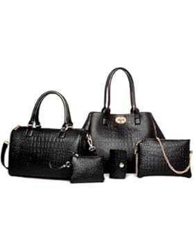 Tibes Art und Weise Luxux PU lederner Handtaschen Tote Schulter Beutel Geldbeutel Kartenhalter 5pcs gesetztes...