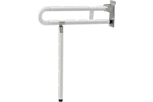 KEBMCHN Maniglione Ribaltabile Bagno per WC, Maniglioni per Anziani In Acciaio Inossidabile, Maniglia di supporto da parete per WC, 60 cm, per anziani, disabili, per WC con gambe e WC(bianco,Con stile gamba)