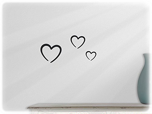 Wall art sticker heart 3 cute heart sticker (hz1) --70-black