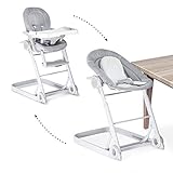 ÜBERALL DABEI: Dank der höhenverstellbaren Aufsätze, kann Ihr Baby von Anfang an mit am Tisch dabei sein. So können Sie Ihr Kleines bequem und sicher füttern, dabei ist mit Ihnen immer auf Augenhöhe. Das Transportieren wird Ihnen durch die Rollen leicht gemacht. Möchten Sie Patz sparen, können Sie den Hochstuhl einfach zusammenklappen.