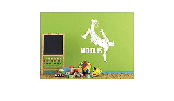 Benutzerdefinierter Name Jungen Fussball Fahrrad Kick Vinyl Wandtattoo Fur Schlafzimmer Junge Zimmer Dekor Sport Wandaufkleber Home Decoration Mural42x54 Cm Amazon De Baumarkt