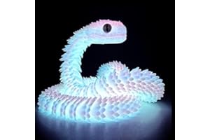 GQDGCU Jouets d'animaux imprimés en 3D, jeu de serpent imprimé en 3D, ornement de bureau, statue de serpent, jouet mobile serpent, jouet à presser pour l'autisme/TDAH (75, arc-en-ciel)